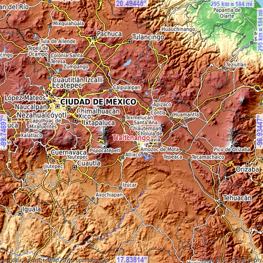Topographic map of Tlaltenango