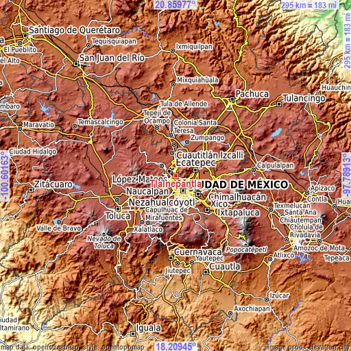 Topographic map of Tlalnepantla