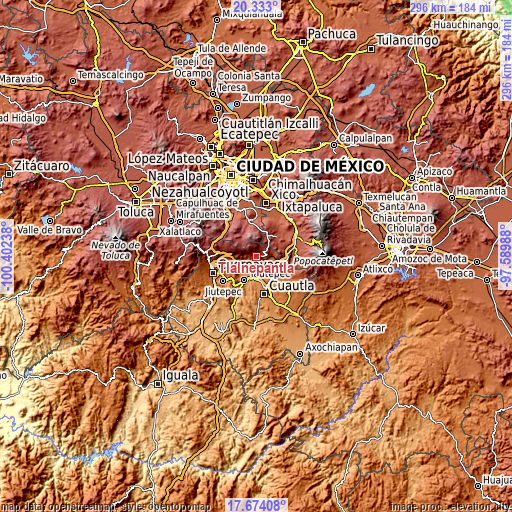 Topographic map of Tlalnepantla