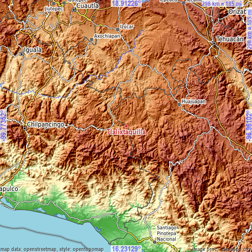 Topographic map of Tlalixtaquilla