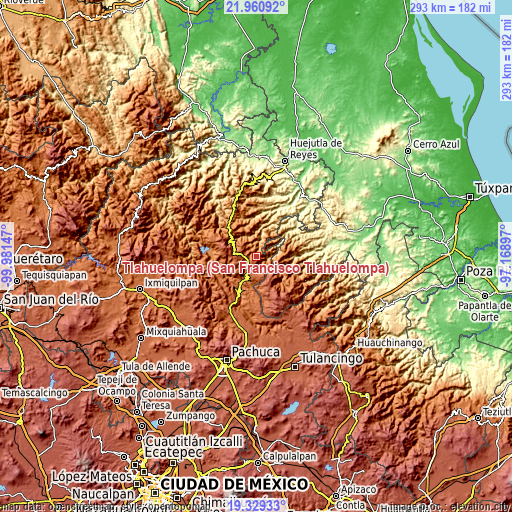 Topographic map of Tlahuelompa (San Francisco Tlahuelompa)