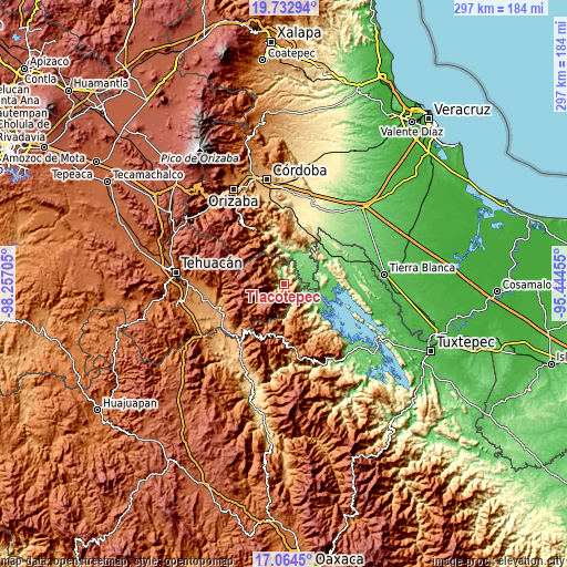 Topographic map of Tlacotepec