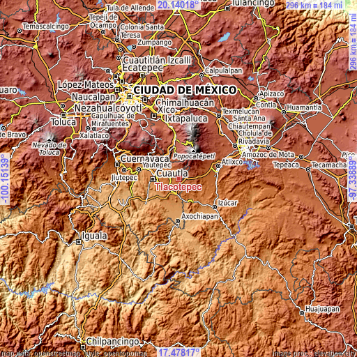 Topographic map of Tlacotepec