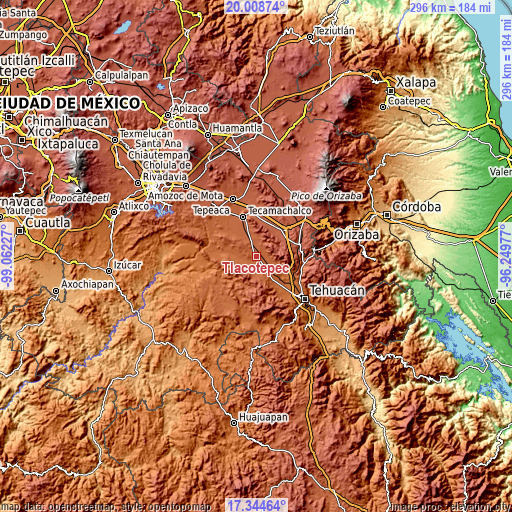 Topographic map of Tlacotepec