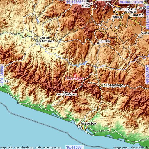 Topographic map of Tlacotepec