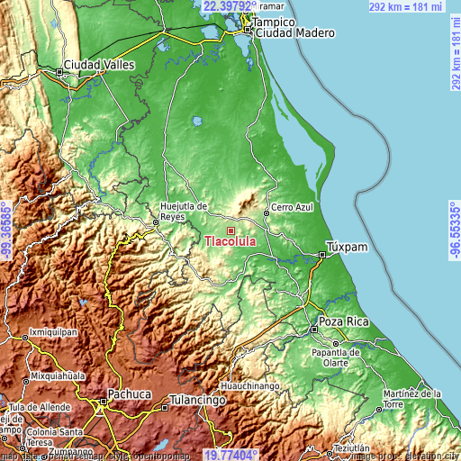 Topographic map of Tlacolula