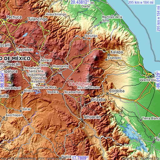 Topographic map of Tlachichuca