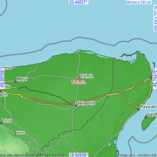 Topographic map of Tizimín