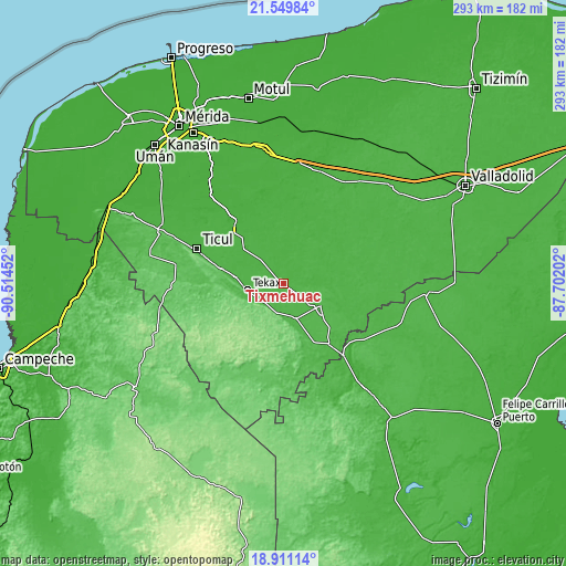 Topographic map of Tixmehuac