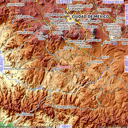 Topographic map of Tilzapotla