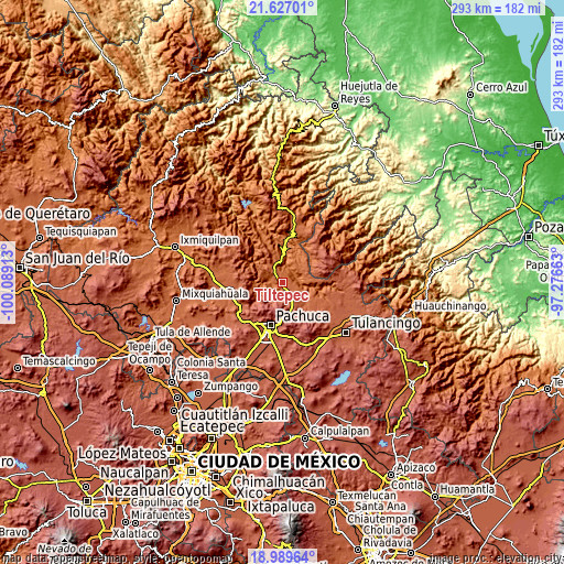 Topographic map of Tiltepec