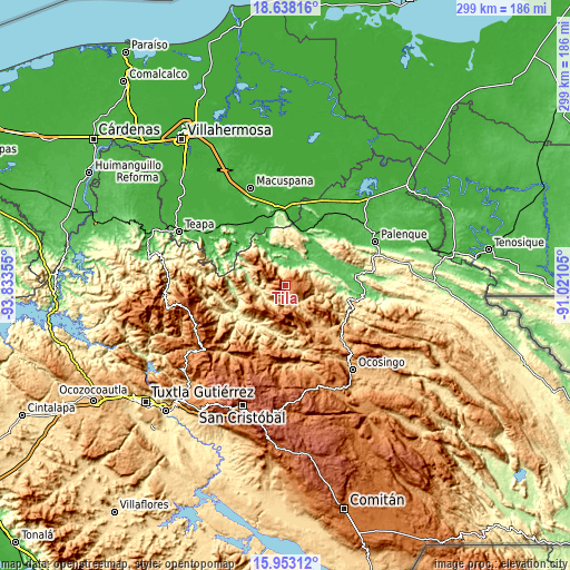 Topographic map of Tila