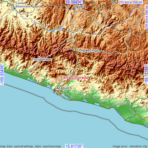 Topographic map of Tierra Colorada