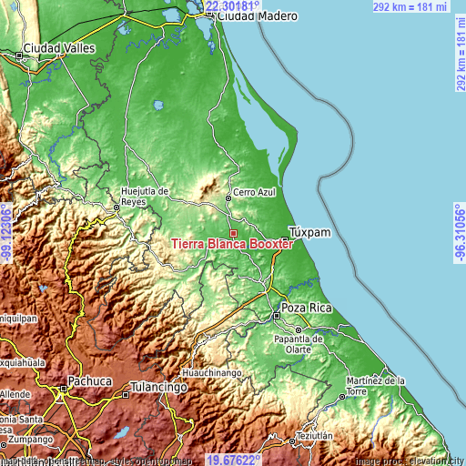 Topographic map of Tierra Blanca Booxter