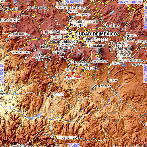 Topographic map of Ticumán