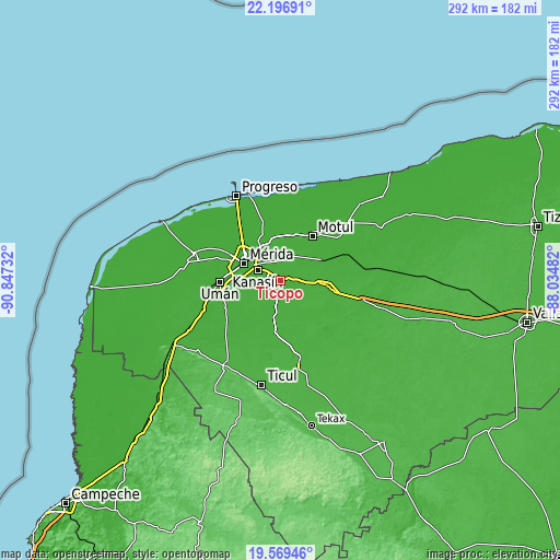 Topographic map of Ticopó