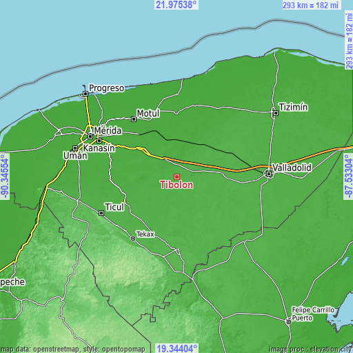 Topographic map of Tibolón