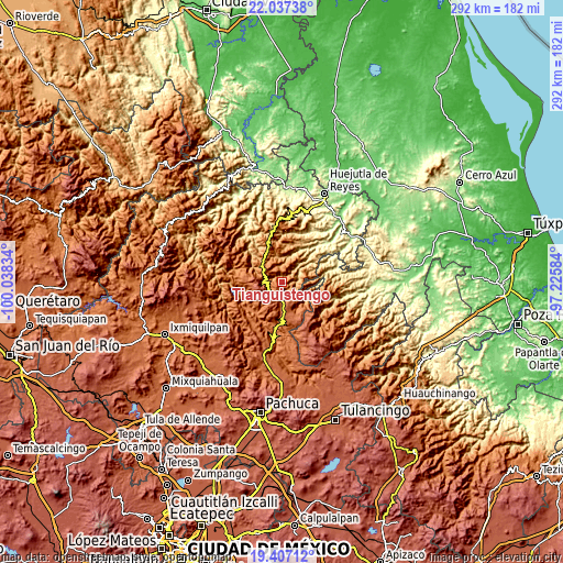 Topographic map of Tianguistengo