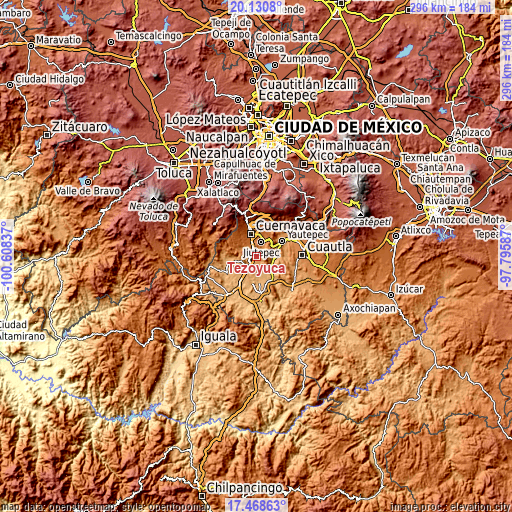 Topographic map of Tezoyuca