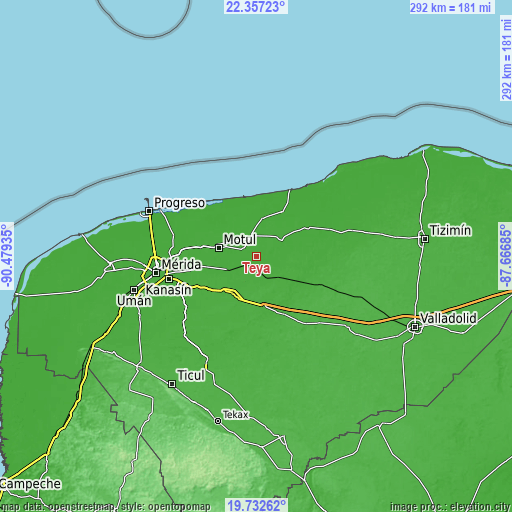 Topographic map of Teya