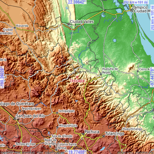 Topographic map of Texcapa