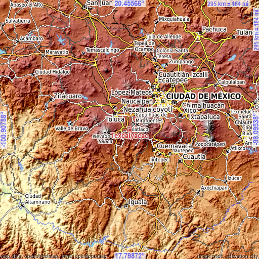 Topographic map of Texcalyacac