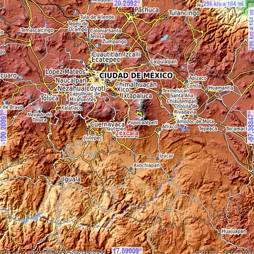 Topographic map of Texcala