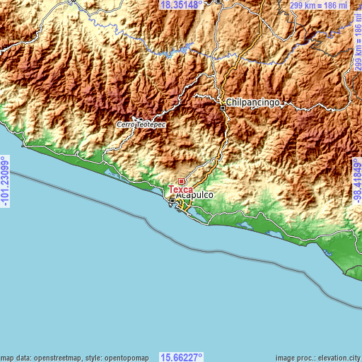 Topographic map of Texca
