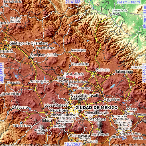 Topographic map of Tetepango