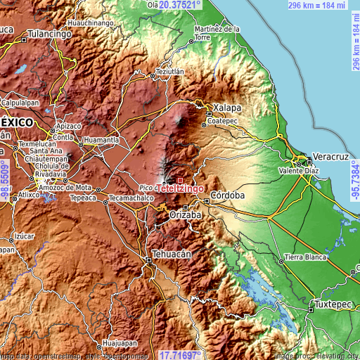 Topographic map of Teteltzingo