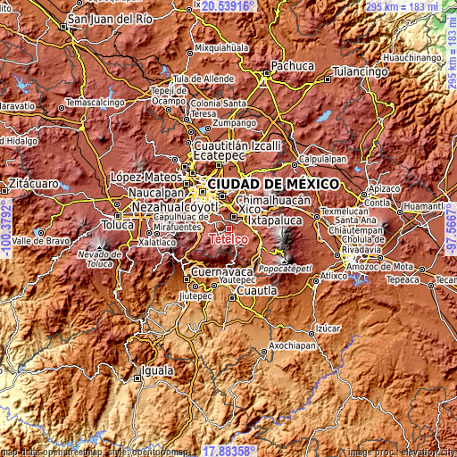 Topographic map of Tetelco