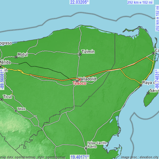 Topographic map of Tesoco