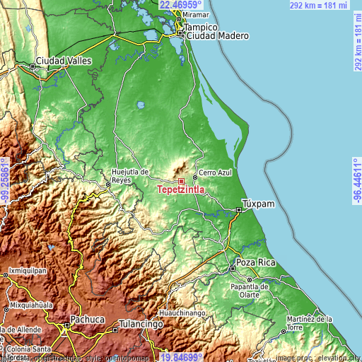 Topographic map of Tepetzintla