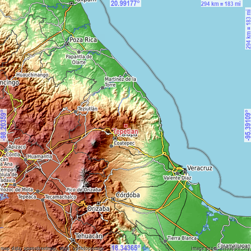 Topographic map of Tepetlán