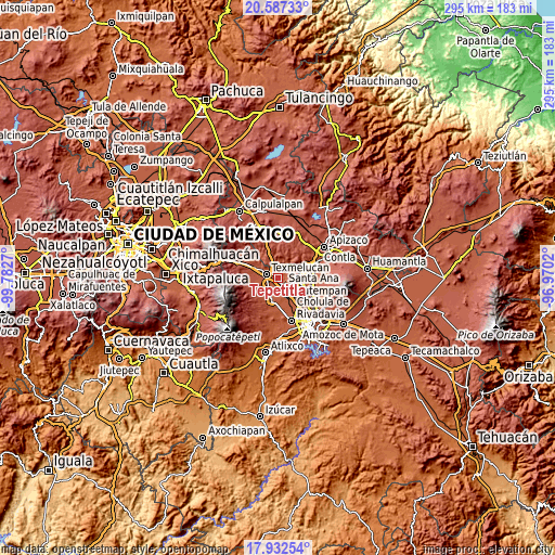 Topographic map of Tepetitla