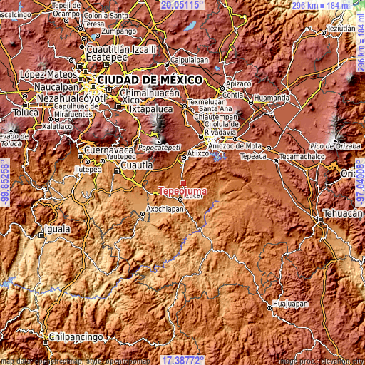 Topographic map of Tepeojuma