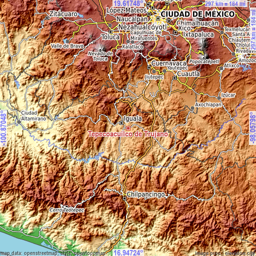 Topographic map of Tepecoacuilco de Trujano