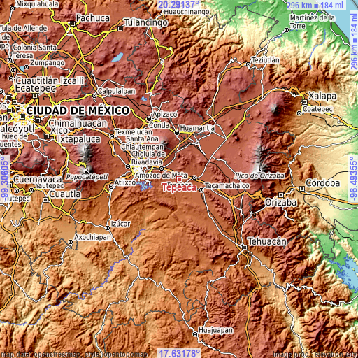 Topographic map of Tepeaca