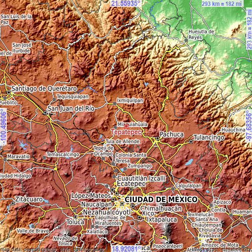 Topographic map of Tepatepec