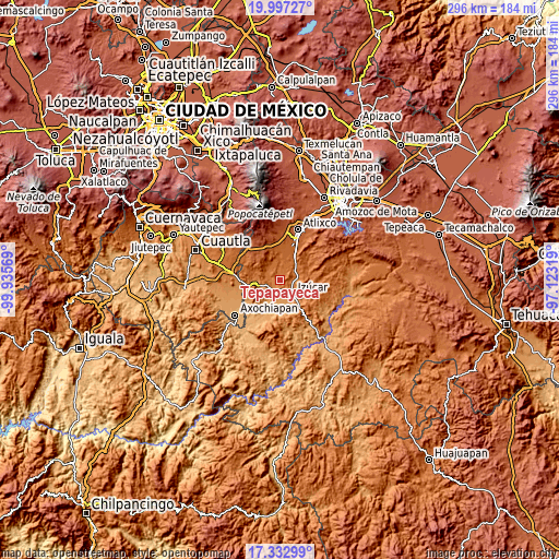 Topographic map of Tepapayeca