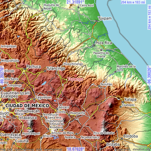 Topographic map of Tepango