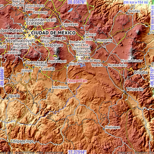 Topographic map of Teopantlán