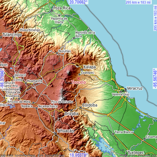 Topographic map of Teocelo