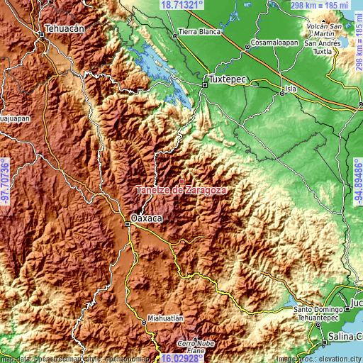 Topographic map of Tanetze de Zaragoza