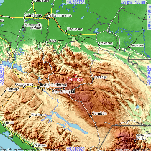 Topographic map of Tenango