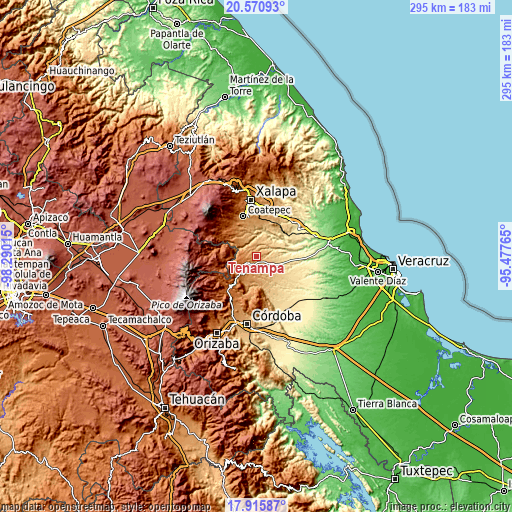 Topographic map of Tenampa