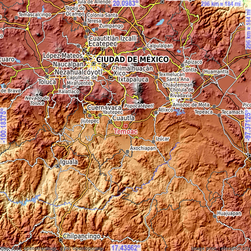Topographic map of Temoac