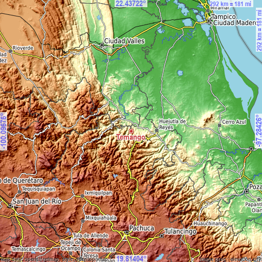 Topographic map of Temango