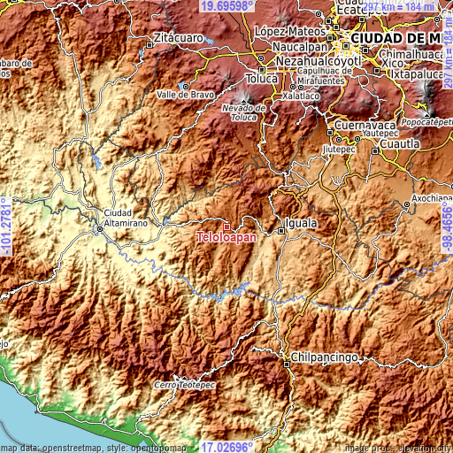 Topographic map of Teloloapan