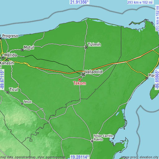 Topographic map of Tekom
